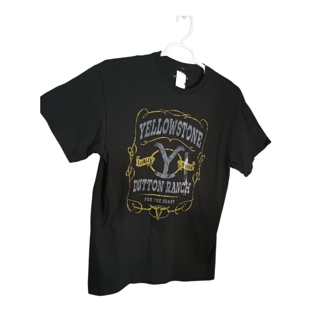 Yellowstone Dutton Ranch Unisex Black Cotton‎ Loyalty Honor Long Horn Skull Tee